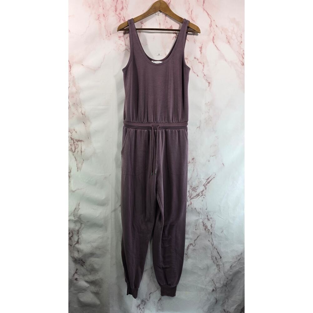Athleta Jumpsuit Womens Small Purple Balance Sweatpants Jogger Tank Drawstring